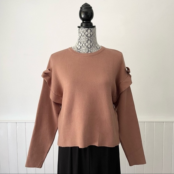 Zara Girls Ruffle Long Sleeve Sweater Size 13-14 - Picture 1 of 12